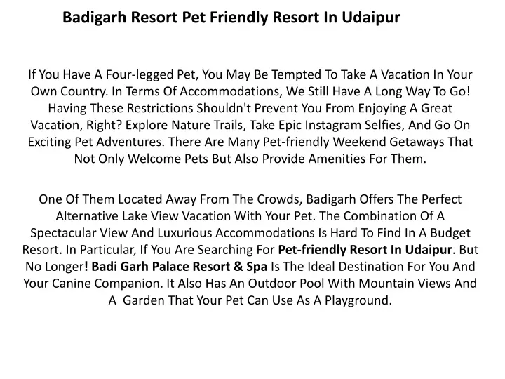 badigarh resort pet friendly resort in udaipur