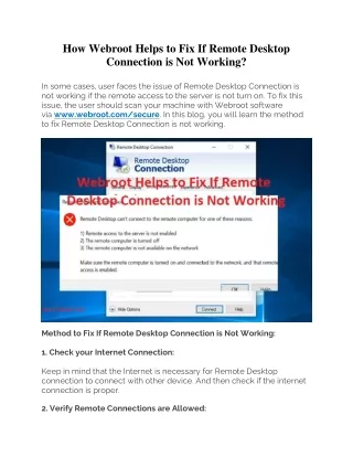 how webroot helps to fix if remote desktop