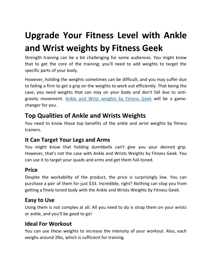 upgrade your fitness level with ankle and wrist