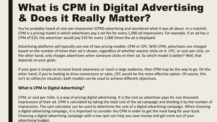 What Is Cpm In Digital Advertising