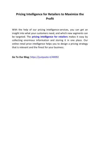 pricing intelligence for retailers to maximize