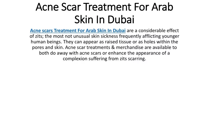 acne scar treatment for arab skin in dubai