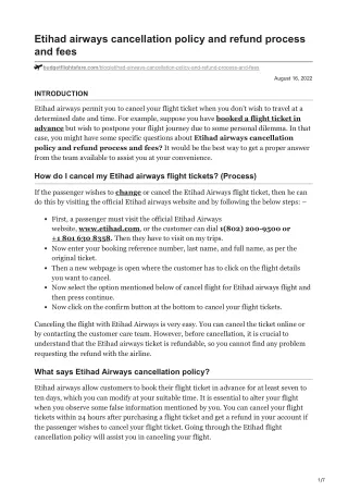 etihad airways cancellation policy and refund