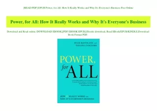 [READ PDF] EPUB Power  for All How It Really Works and Why It's Everyone's Business Free Online