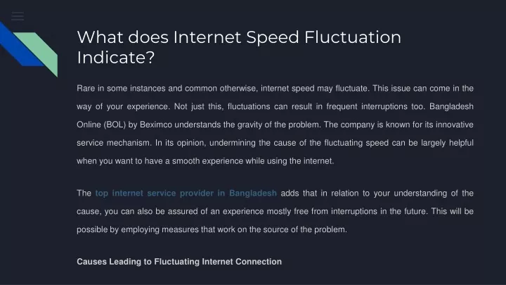 what does internet speed fluctuation indicate