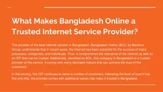 What Makes Bangladesh Online a Trusted Internet Service Provider_