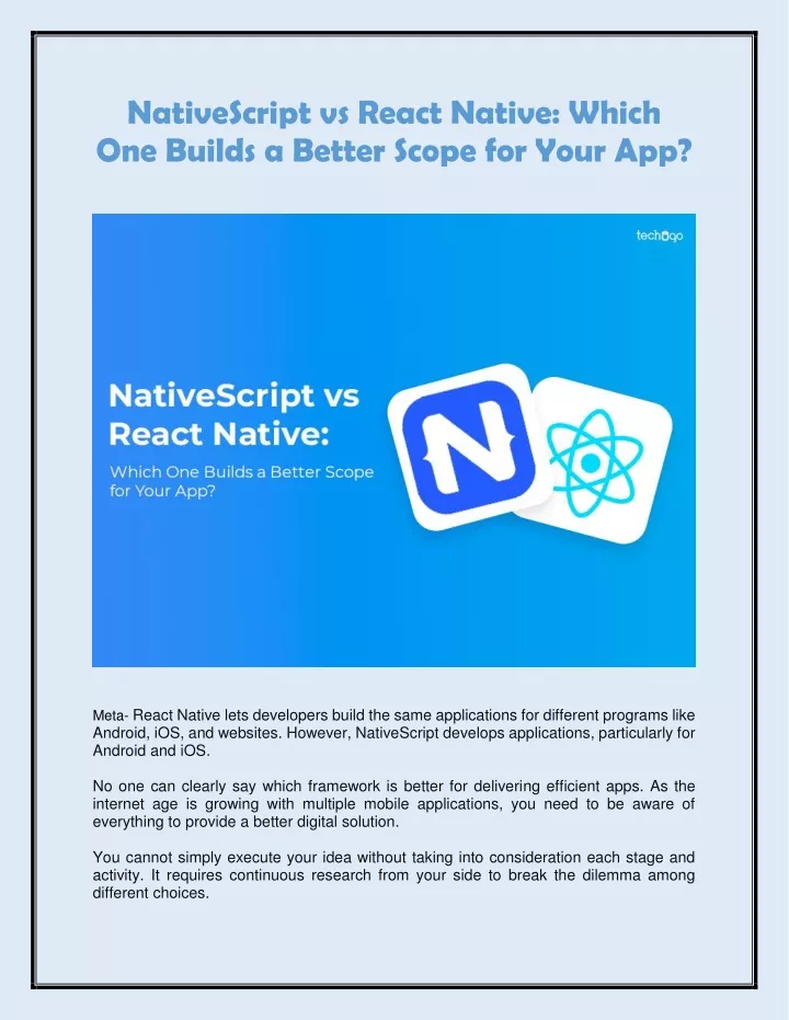 nativescript vs react native which one builds