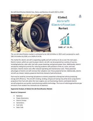 aircraft electrification market size status