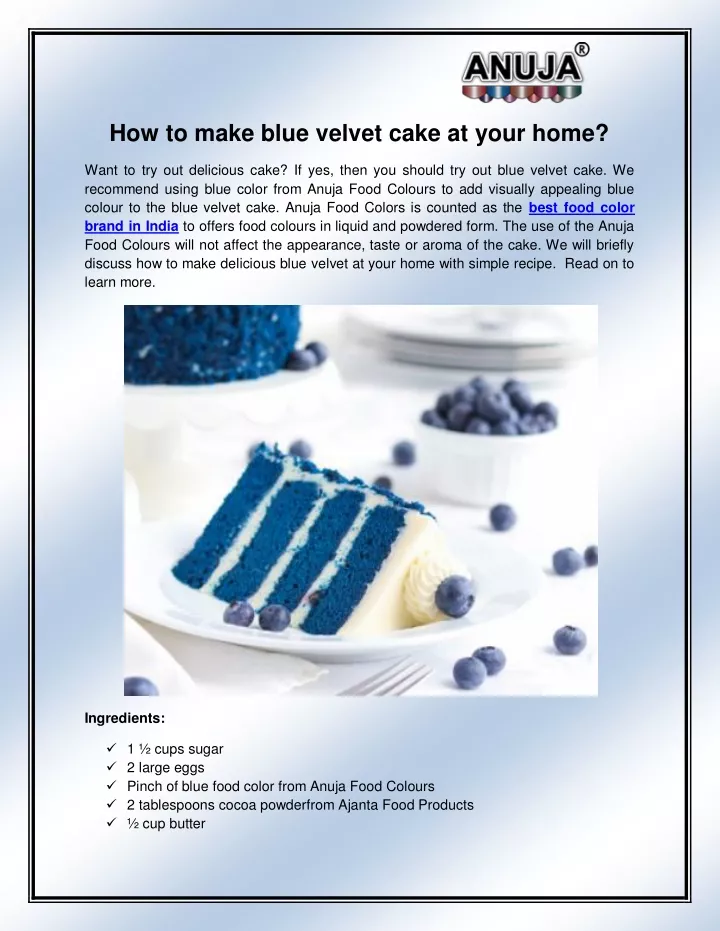 how to make blue velvet cake at your home