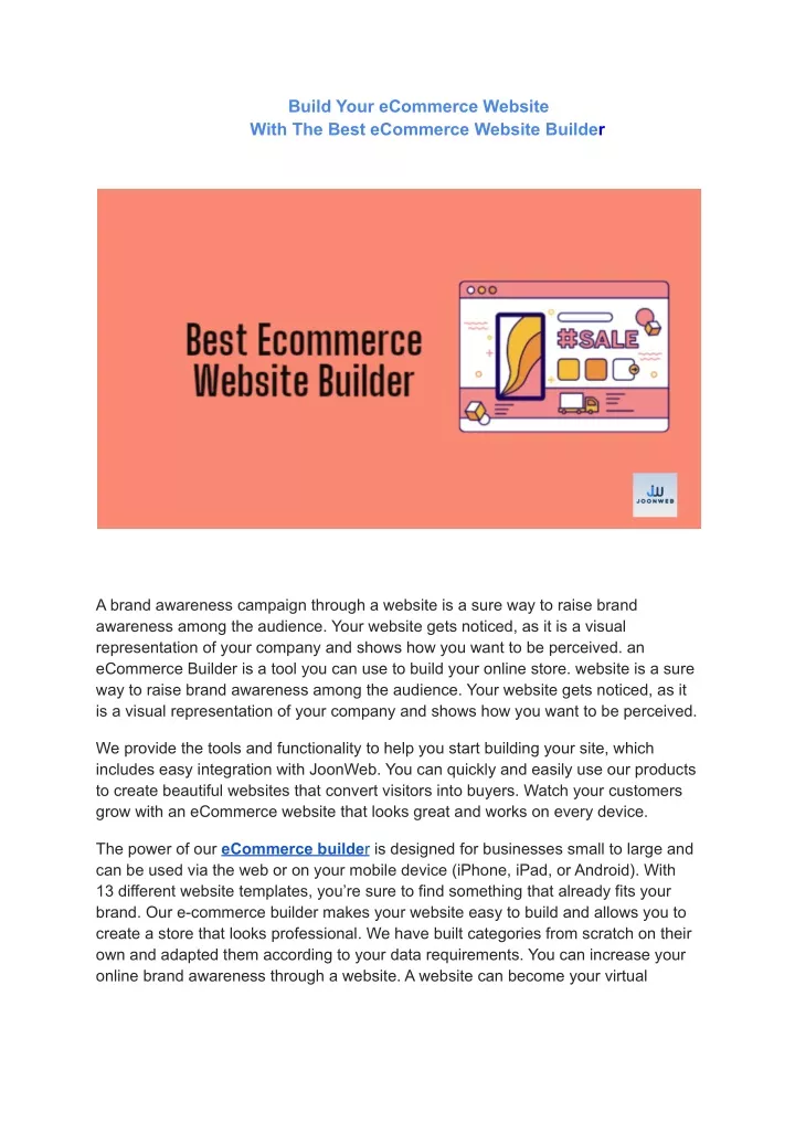 build your ecommerce website with the best