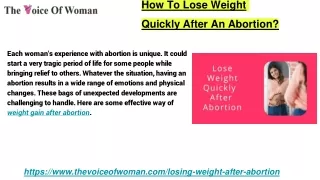 how to lose weight quickly after an abortion