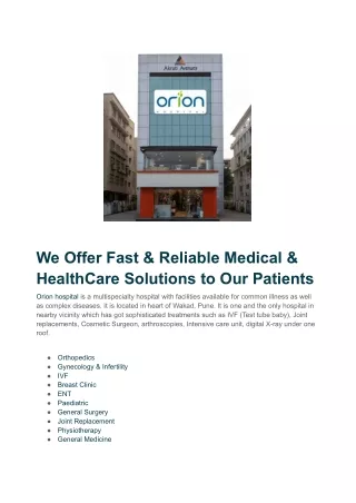Best Multispecialty hospital in waked Pune _ Orion Hospital