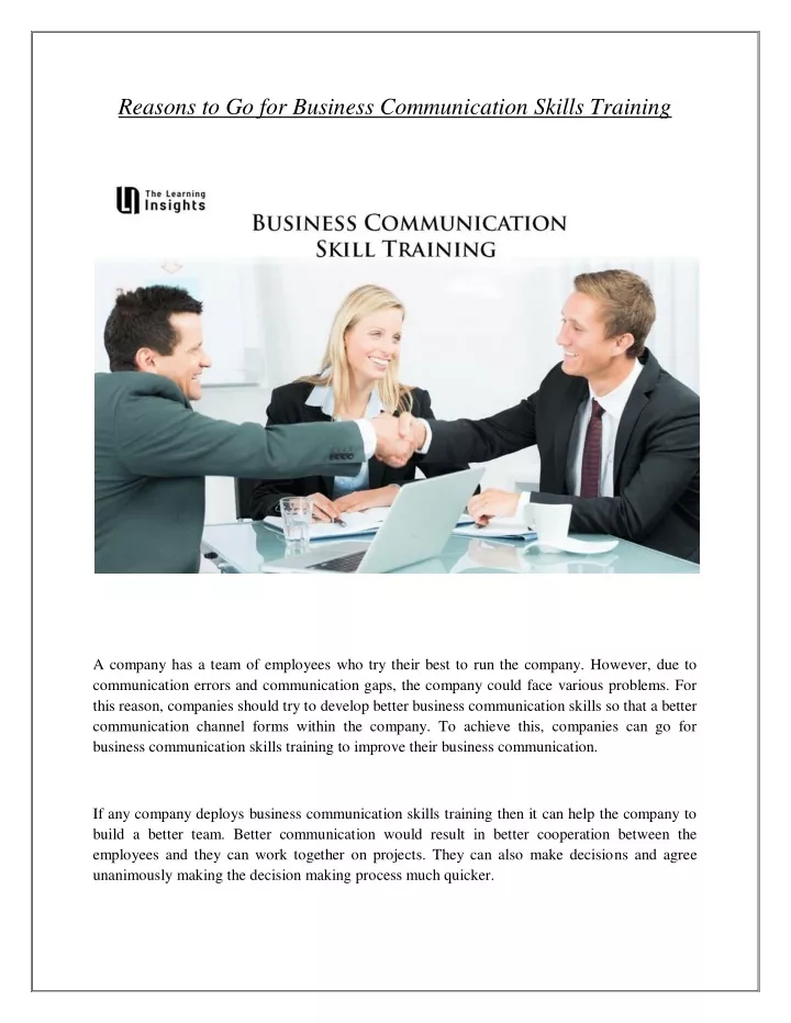 reasons to go for business communication skills