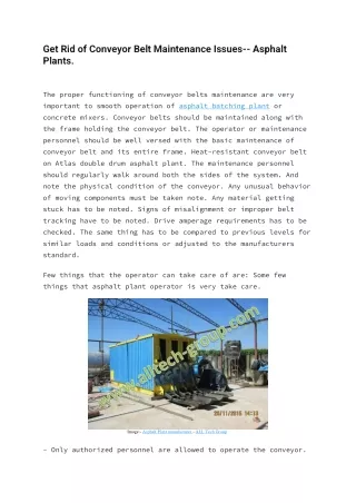 Get Rid of Conveyor Belt Maintenance Issues