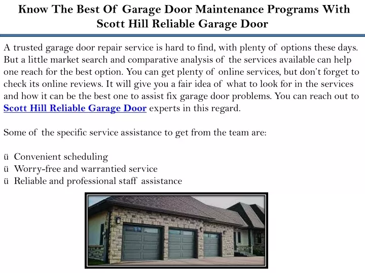 know the best of garage door maintenance programs