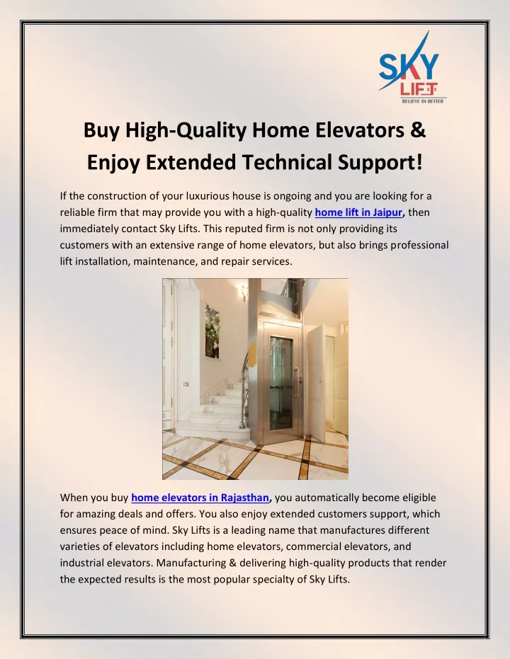 buy high quality home elevators enjoy extended