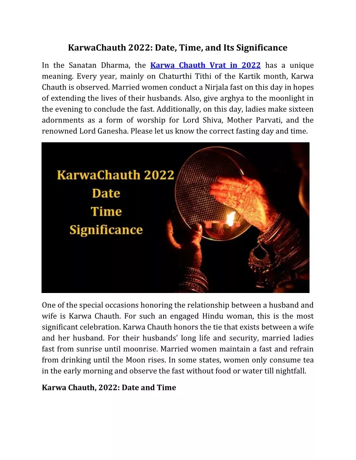 karwachauth 2022 date time and its significance