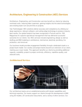 Architecture, Engineering & Construction (AEC) Services