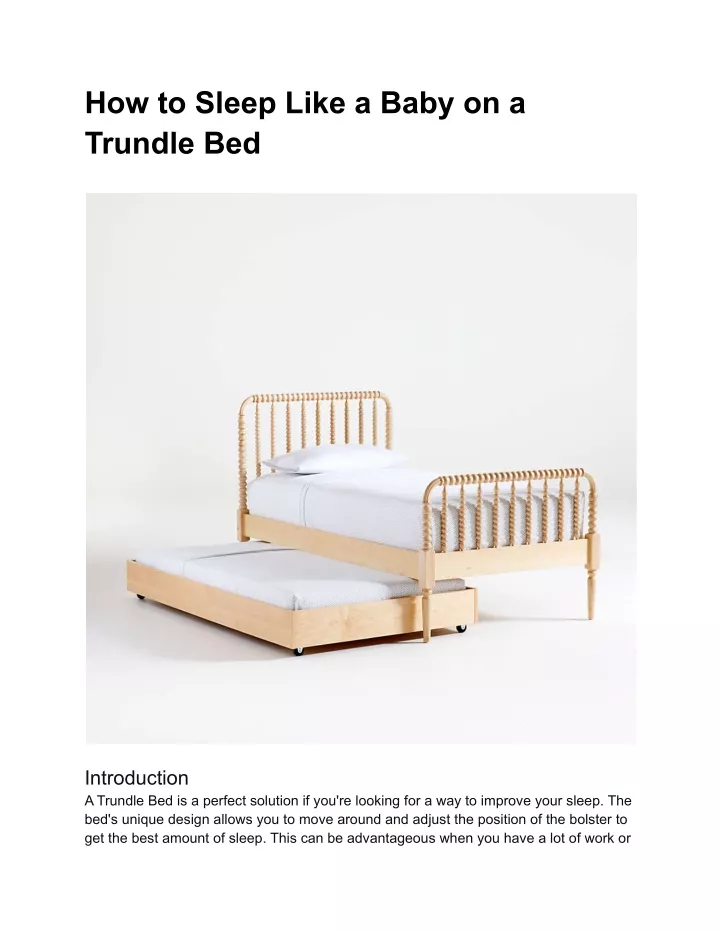 how to sleep like a baby on a trundle bed