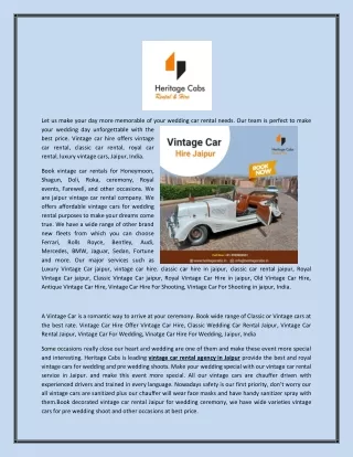 Vintage Car Rental in Jaipur