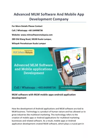 advanced mlm software and mobile app development