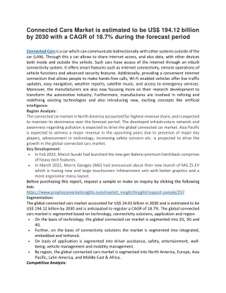 connected cars market is estimated