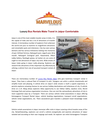 Bus Rentals Make Travel in Jaipur Comfortable