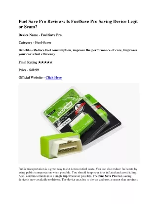 fuel save pro reviews is fuelsave pro saving