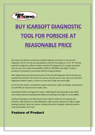 BUY ICARSOFT DIAGNOSTIC TOOL FOR PORSCHE AT REASONABLE PRICE