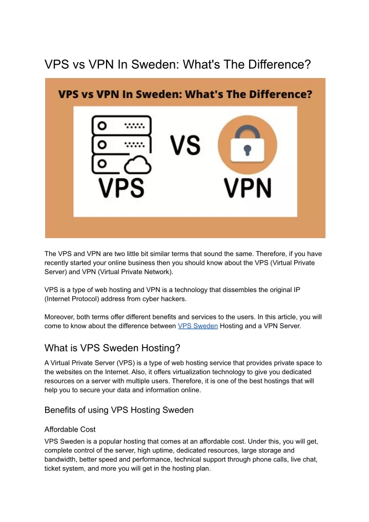 vps vs vpn in sweden what s the difference