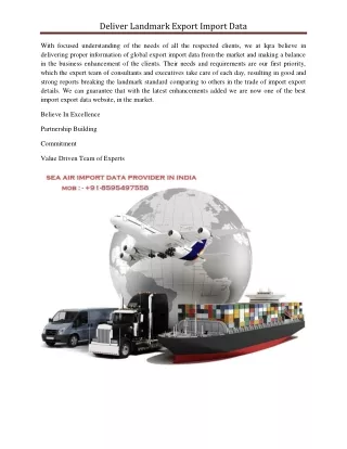 deliver landmark export import data