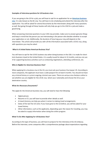 examples of interview questions for us business