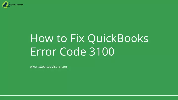 how to fix quickbooks error code 3100