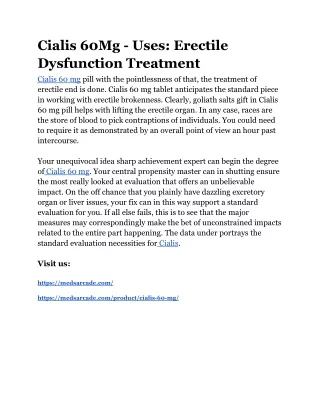 cialis 60mg uses erectile dysfunction treatment