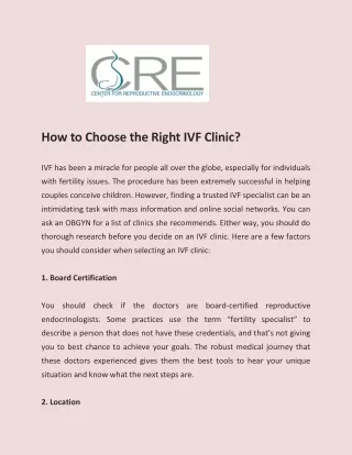 how to choose the right ivf clinic