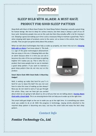 Sleep Bulb with Alarm A Must-Have Product for Good Sleep Pattern