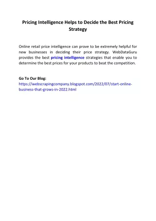 pricing intelligence helps to decide the best