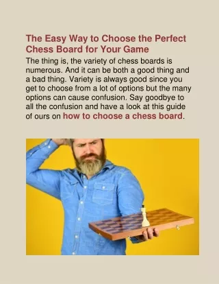 The Easy Way to Choose the Perfect Chess Board for Your Game
