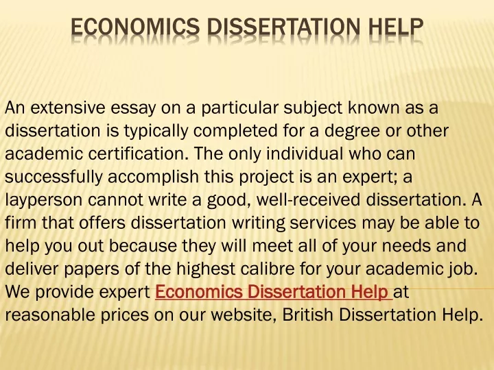 economics dissertation help