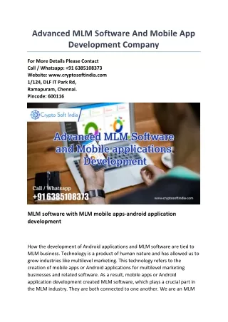 advanced mlm software and mobile app development