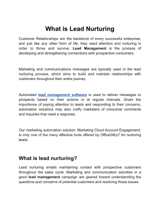 what is lead nurturing