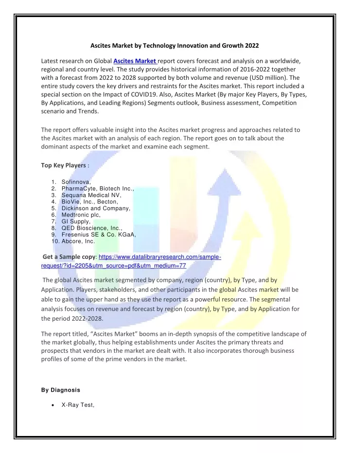 ascites market by technology innovation