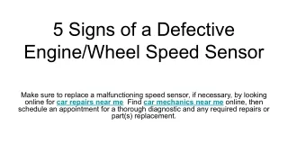 5 signs of a defective engine wheel speed sensor