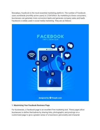 Make use of Facebook for social media marketing.