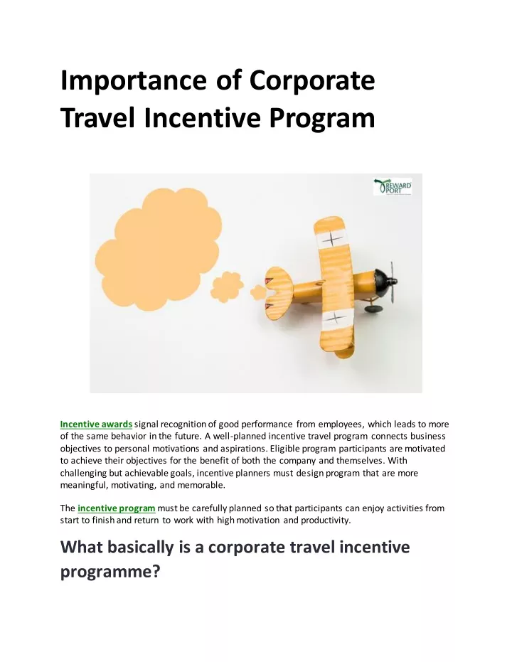 importance of corporate travel incentive program