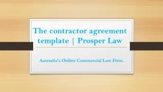 The contractor agreement template | Prosper Law