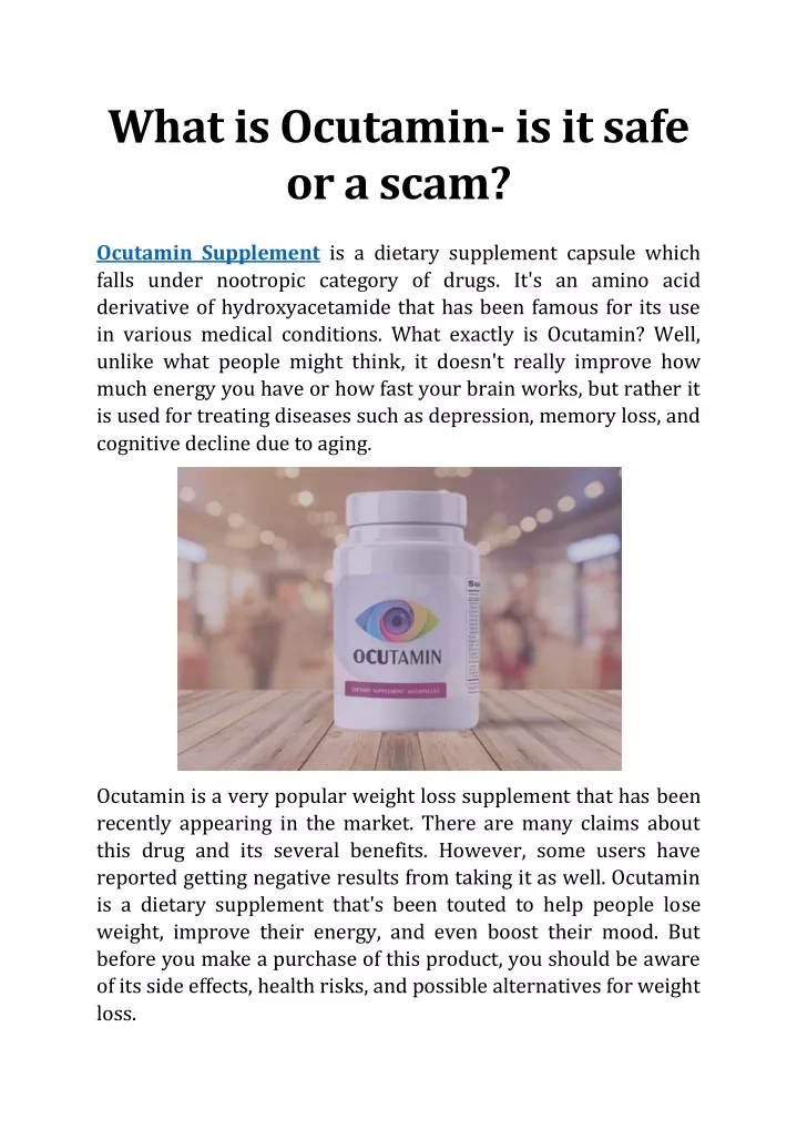 what is ocutamin is it safe or a scam