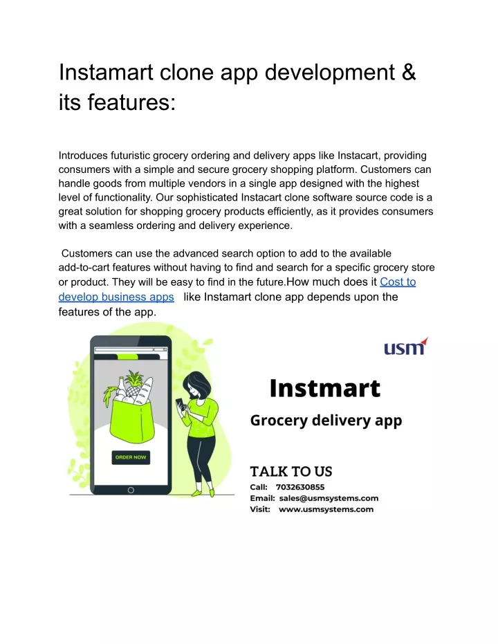 instamart clone app development its features