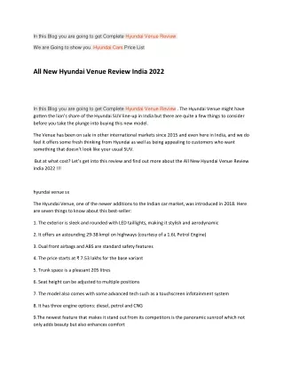 Hyundai Venue 2022 Review