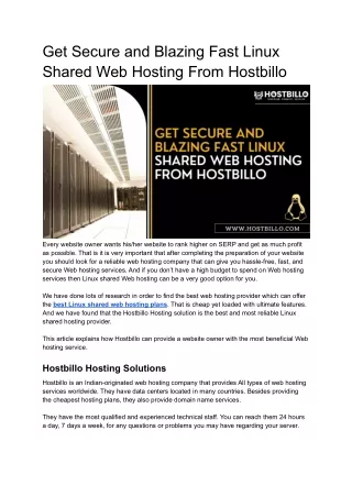 get secure and blazing fast linux shared